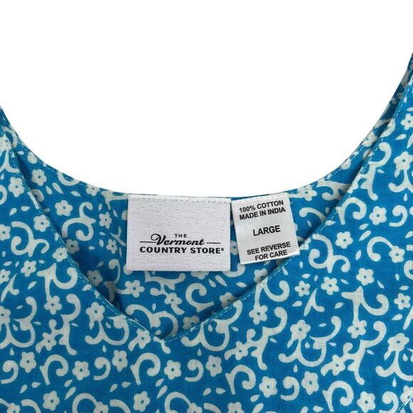 The Vermont Country Store Womens Tiered Short Sleeve Muumuu Dress Aqua Large - Picture 4 of 15